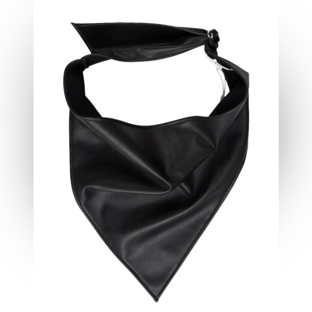 Tibi Faux Leather Babushka Triangle Bandana Scarf